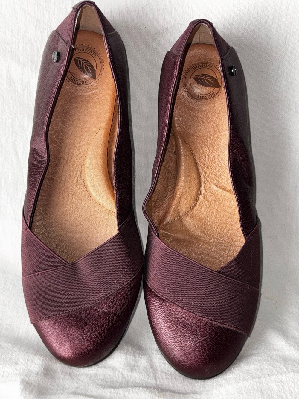 Nurture Womens Burgundy Leather Ballet Flats Comfort Shoes Size 9.5M